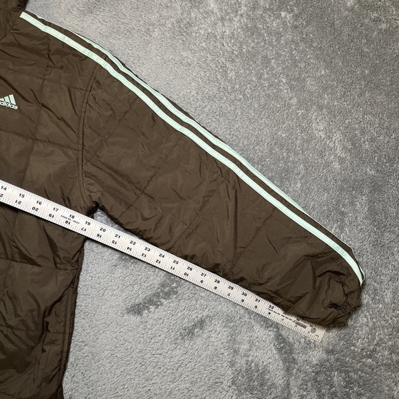 Adidas Men's Reversible Puffer Jacket To Sweater SZ S Brown/Mint Green Hoodie - Picture 6 of 16